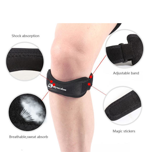 2-pack Knebeskyttere - Justerbar knestøtte for løping - Knestropp Black