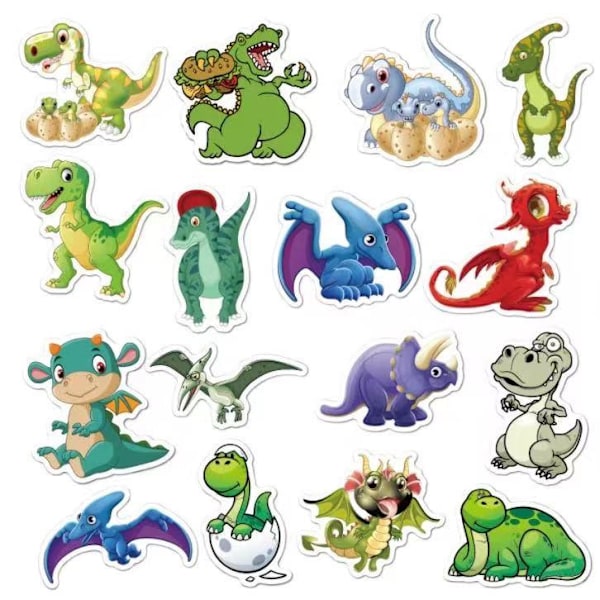 50 tarraa tarrat - Eläinaihe - Sarjakuva - Dinosaur Multicolor