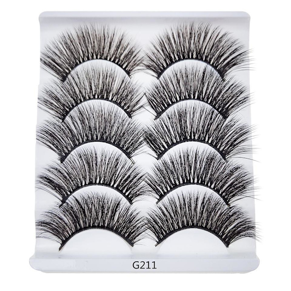 5-par lösögonfransar - 6D faux mink - G211 Svart