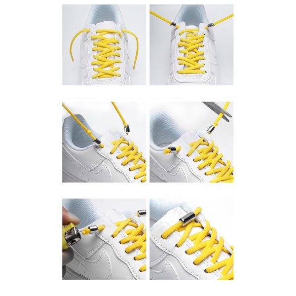 Knytfri elastiske skolisser - One size - Yellow