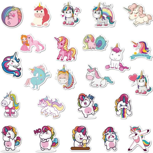 50st stickers klistermärken - Djur motiv - Cartoon - Unicorn multifärg