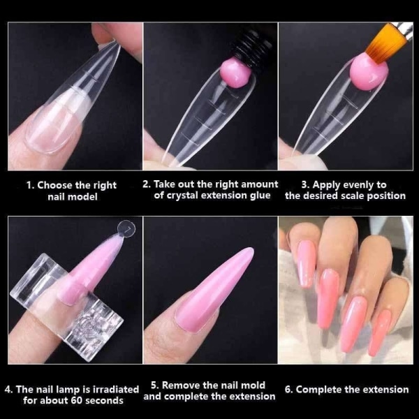 48 pcs nail form for polygel - Acrylic nails - Nail tips, Dual form Transparent Nr - 15