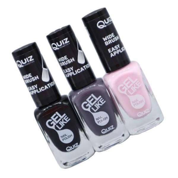 3st nagellack, nail polish - Svart, Grå, Rosa multifärg