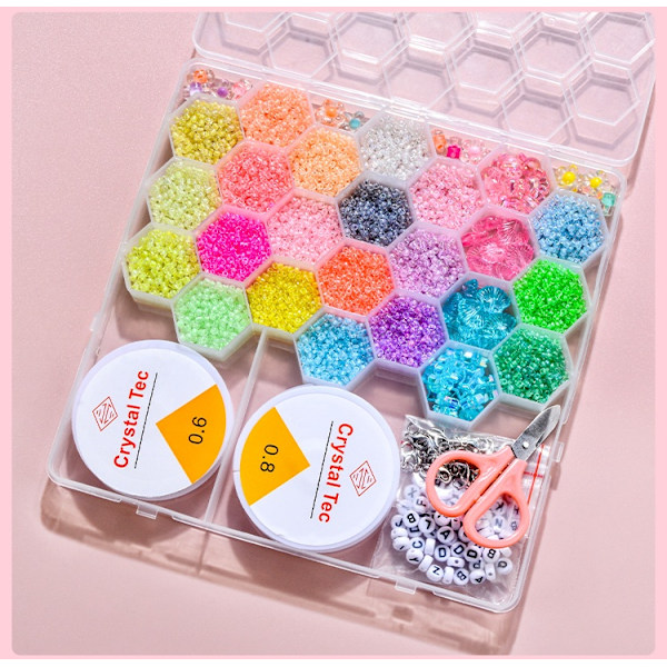 Glow in the Dark Pärlset – Komplett DIY-kit med självlysande pärlor, tråd & tillbehör multifärg