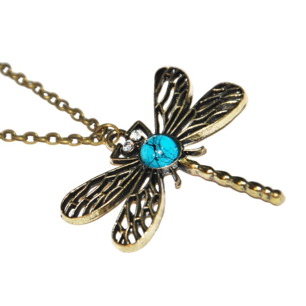 Halskæde Dragonfly turkis sten vintage mode retro Turquoise
