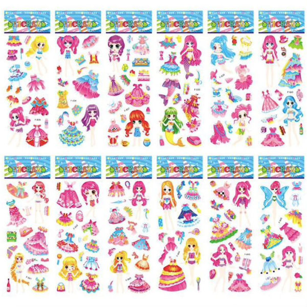 12 ark klistermærker - Dress up - Barbie-dukker Multicolor