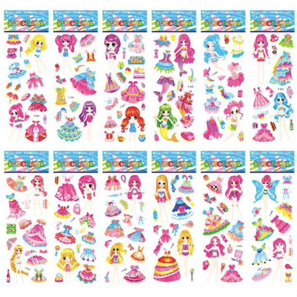 12 ark med klistremerker - Dress up - Barbie-dukker Multicolor