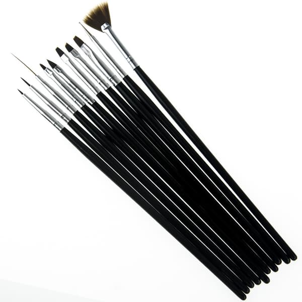 10 stk Akryl/UV Børster negle - Sort Black