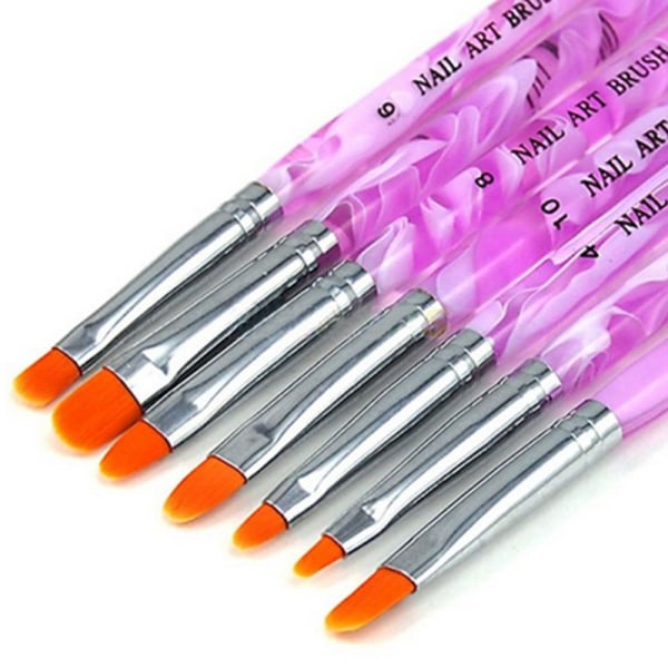 7 stk Akryl/UV børster negle - Pink