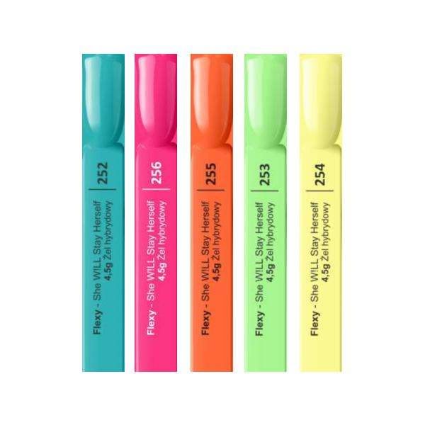 5-pack - Gellack - Flexy - Neon / Summer UV-gel/LED multifärg