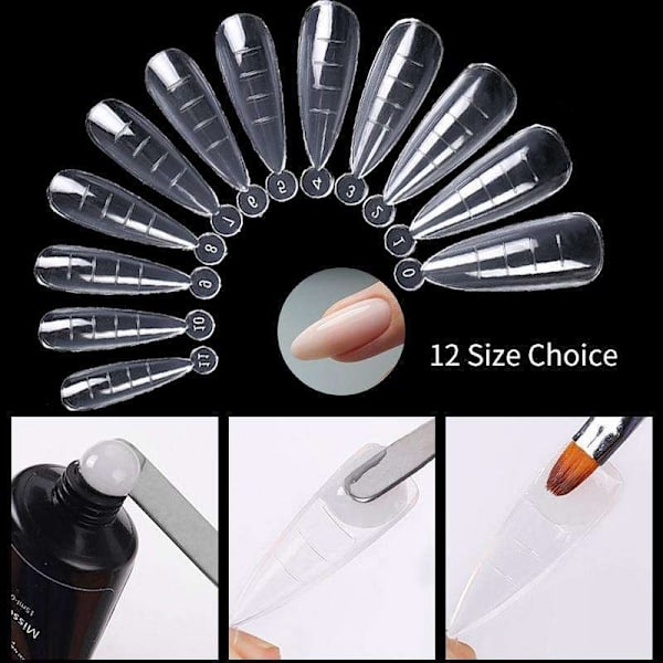 48st nagelform för polygel - Akrylnaglar - Nageltippar, Dualform Transparent Nr - 8