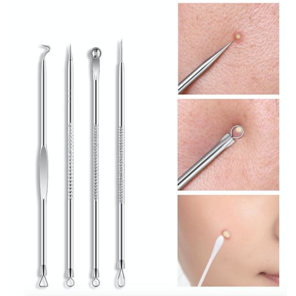 4-pack Blackhead klippere fjerner enkelt hudormer Silver