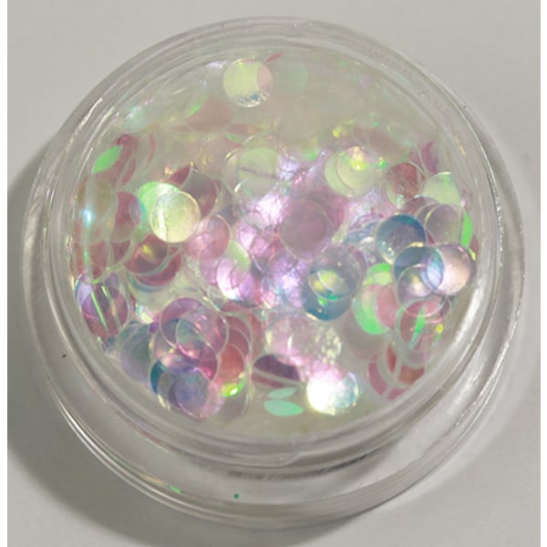 Nagelglitter - Runda/Dots - Vit rainbow - 8ml - Glitter Vit