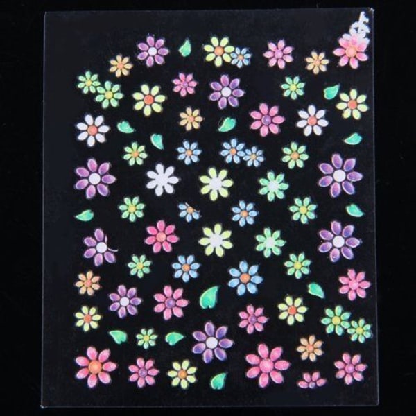 10 ark Blomster selvklæbende neglepynt Farverig Multicolor
