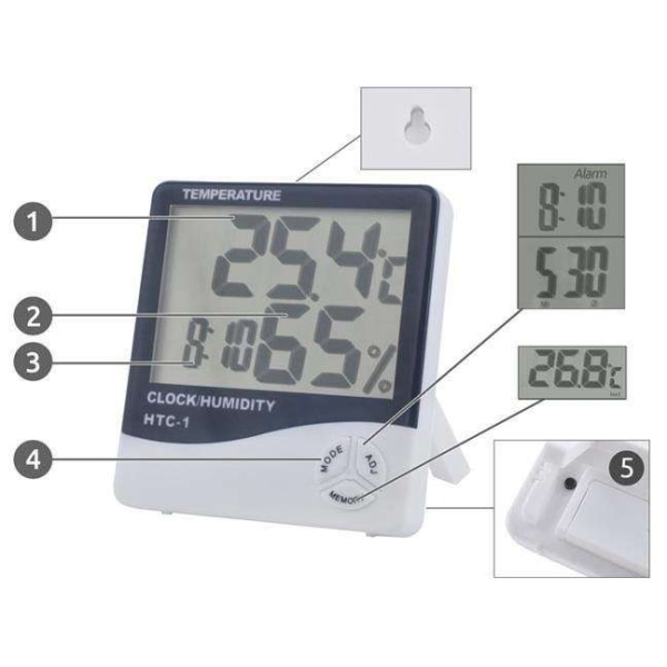 Termometer og hygrometer til placering af vipper White
