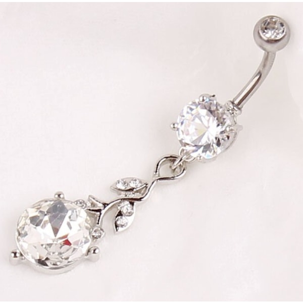 Navelpiercing diamant small leaf Silver