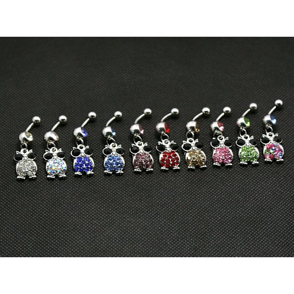 Navlepiercing ugle MultiColor 3. Färgglad