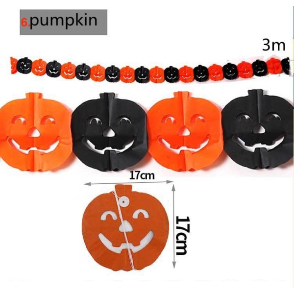 Halloween - Dekorationer - Guirlande - Græskar, spøgelser - 3m MultiColor Nr - 04