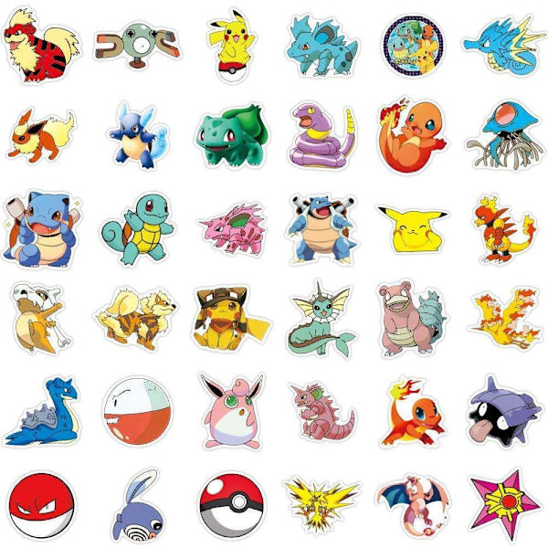 100 tarraa - Pokemon - Piirretty Multicolor