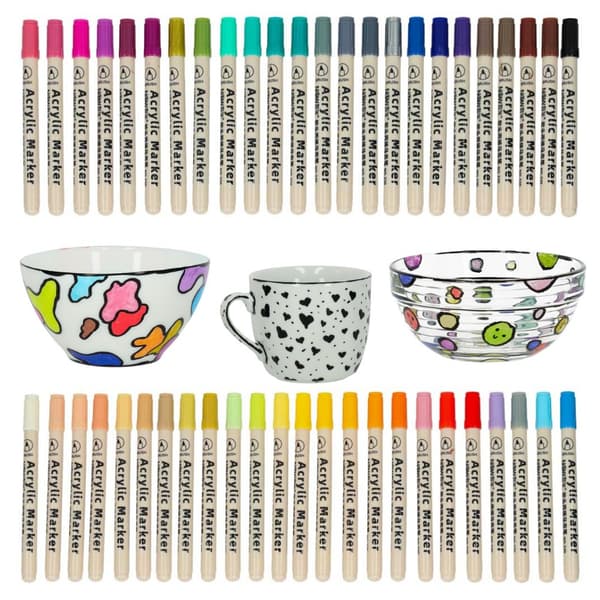 48-pack – Vattenfasta Pennor för Sten, Glas, Tyg & DIY multifärg