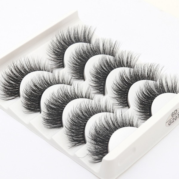 5 par falske øyevipper - 6D faux mink - G207 Black
