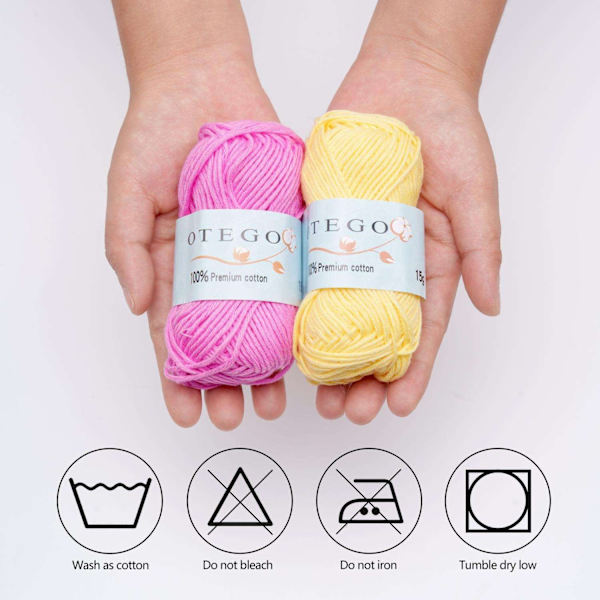 10-pack Bomullsgarn, Cotton Knitting, Crochet Yarn 49m/rulle multifärg