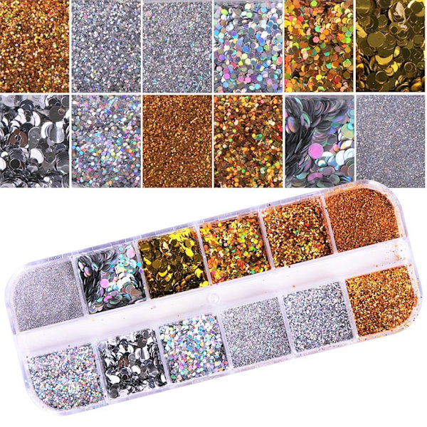 12st nagelglitter glitter I ask , Nageldekorationer multifärg