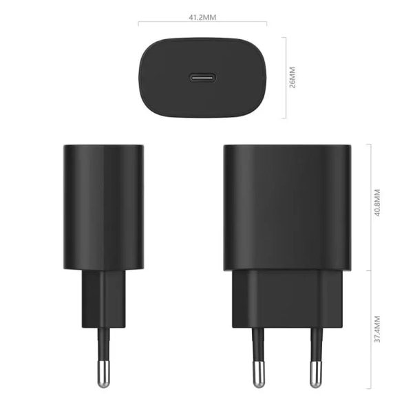 2 stk Samsung Oplader Hurtiglader - Adapter + Kabel 25W USB-C 2m Black