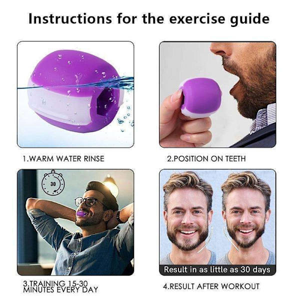 Jawline Exerciser Jaw Trainer - Træning af definerede kæbemuskler Black one size
