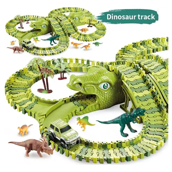 Dinosauriebana 240 delar – Stort lekset med bil, broar & dinosaurier multifärg