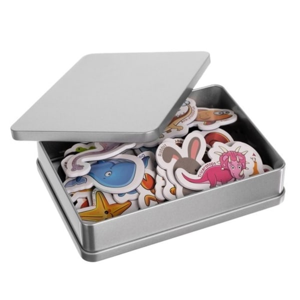 Kylskåpsmagneter – Djurmotiv, 40 st med Metallask Multicolor
