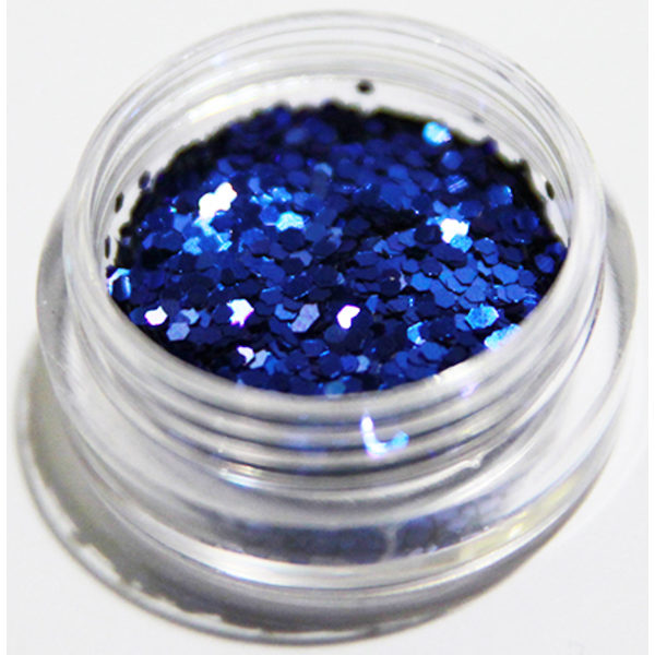 1. Hexagon glitter Medium blå