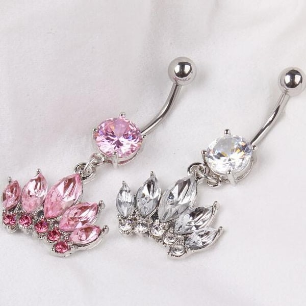 Navlepiercing diamantkrone Pink