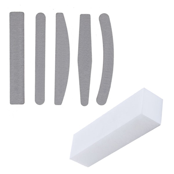 Nagelfilar 5-pack grå mix 100/180 + bufferfil vit grå