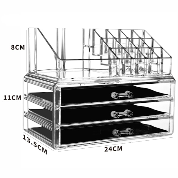 Makeup Organizer i akryl med 4 skuffer Transparent