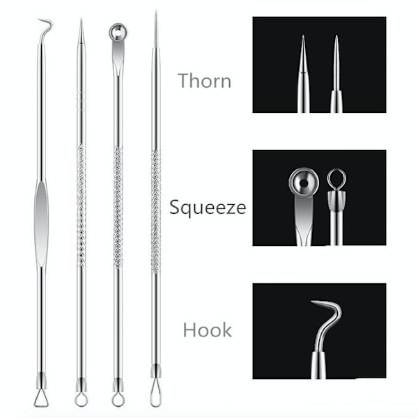 4-pak Blackhead klippere fjerner nemt hudorme Silver