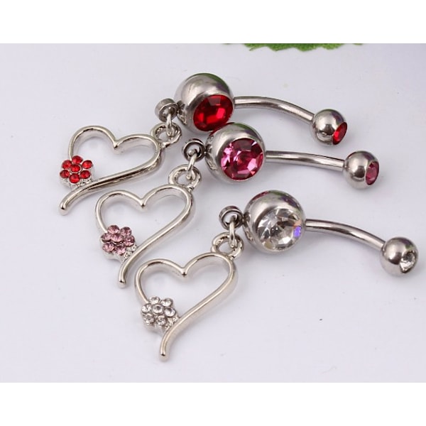 Navlepiercing hjerte Red
