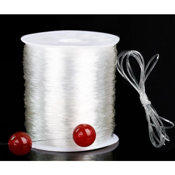 Stor rulle Gennemsigtig elastisk tråd til smykkefremstilling 100 Transparent 0,8mm