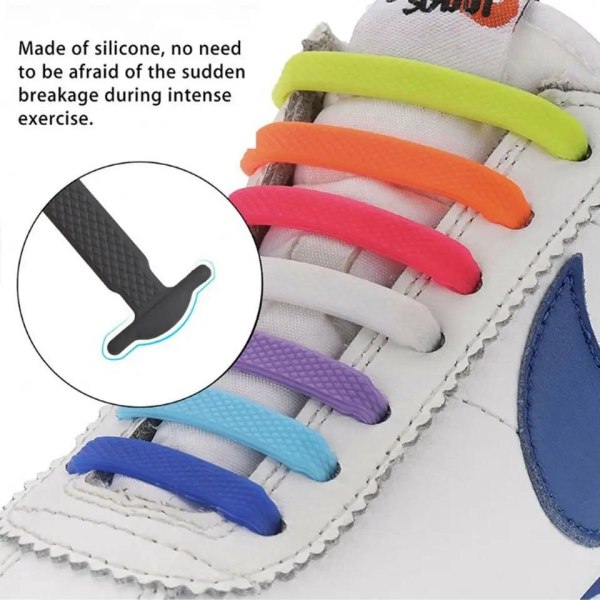 Slipsfri elastiske snørebånd i silikone - One size - White
