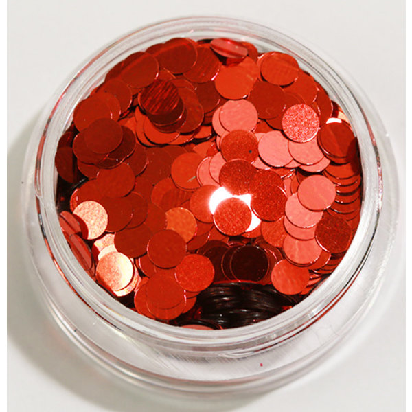 Nagelglitter - Runda/Dots - Röd - 8ml - Glitter Röd