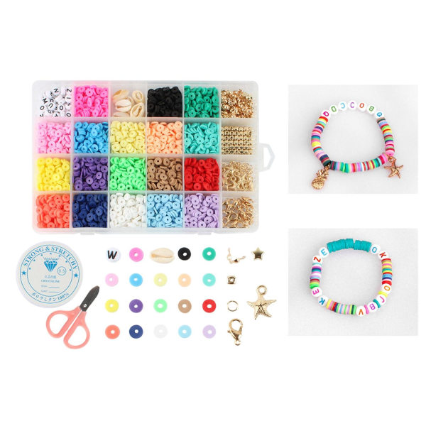 DIY - Lerpärlor - Polymer Beads - 6mm - Smyckestillverkning multifärg