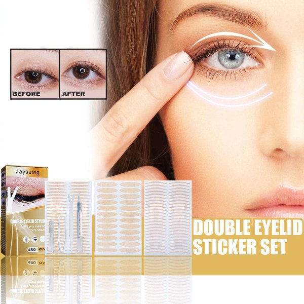 Ögonlockstejp - Osynliga dubbla klistermärken för 480 användning Creme