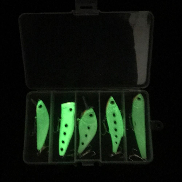 5 st wobbler glow in the dark crankbait multifärg