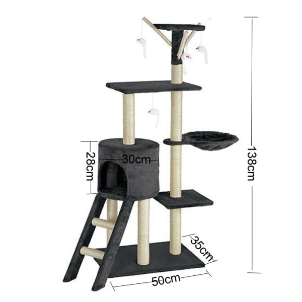 Kattetræ - 138cm - Kradsestolper - Kradsemøbler Dark grey