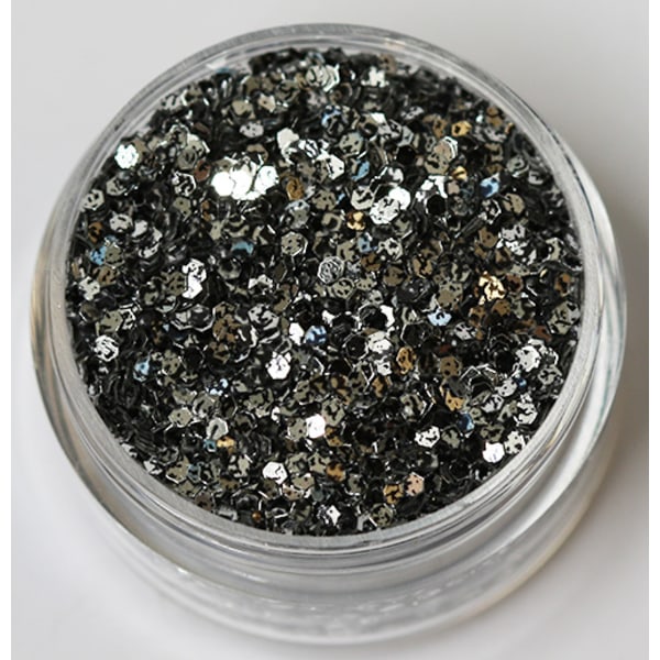 Negleglitter - Hexagon - Tofarget sort/sølv - 8ml - Glitter Multicolor