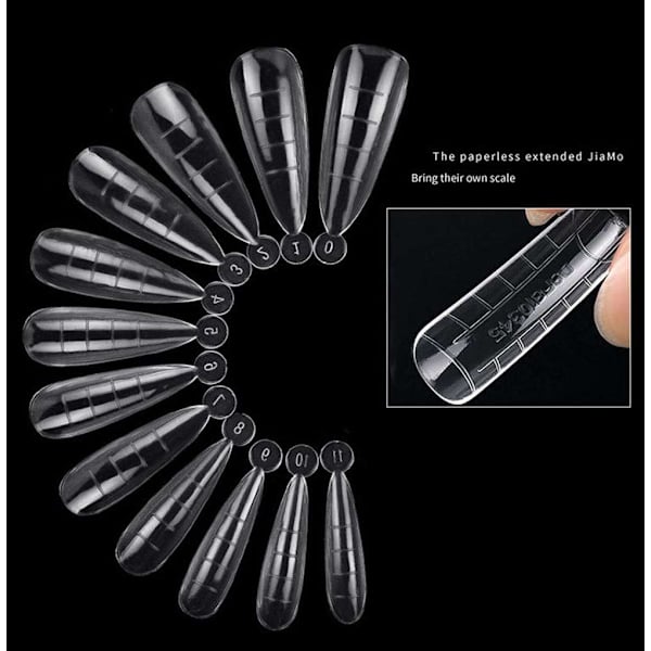 48 stk negleform til polygel - Akryl negle - Neglespidser, Dual form Transparent Nr - 8