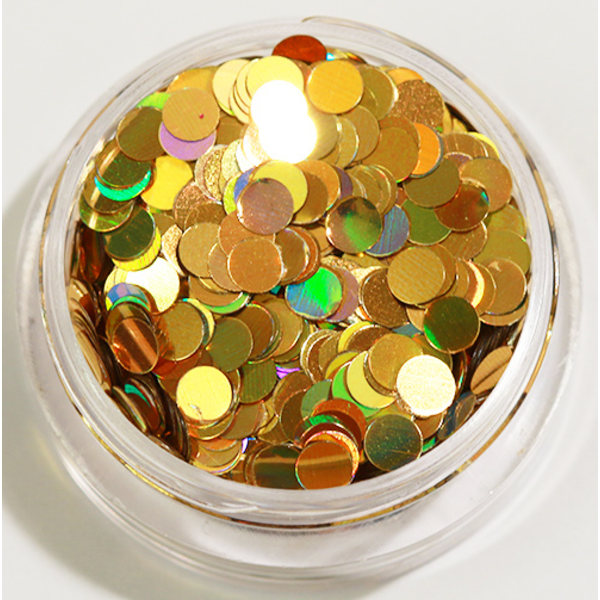 Negleglitter - Runde/Prikker - Guld - 8ml - Glitter Gold