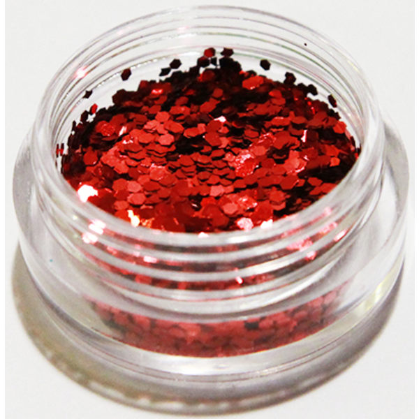 Nail Glitter - Hexagon - Rød - 8ml - Glitter Red