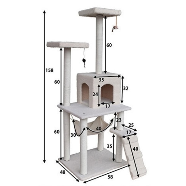 Katträd - 158cm - Klöspelare - Klösmöbel Beige