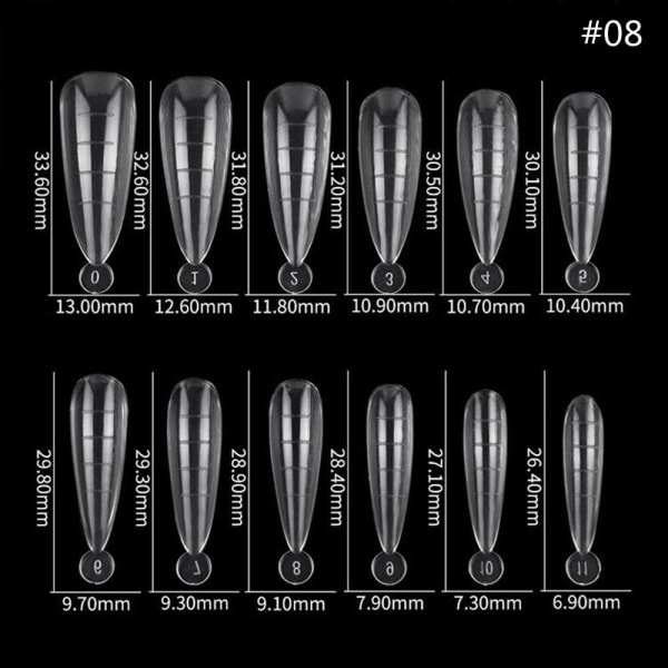 24 negleformer for polygel - Akrylnegler - Neglespisser Transparent